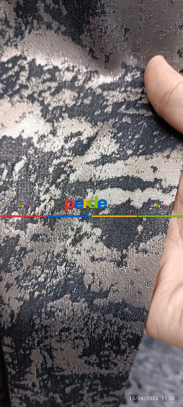 Yatak Odası - 2023 Elit Modern Damask Desenli Fosforlu İplik Dokuma Fon Perde - 3 Bakır-siyah