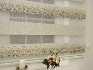 Krem - Kahverenk Geçişli Zebra Perde 2021 Elit(kalın Kumaş)- Krem-kahve