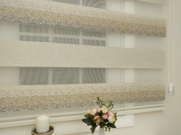 Krem - Kahverenk Geçişli Zebra Perde 2021 Elit(kalın Kumaş)- Krem-kahve