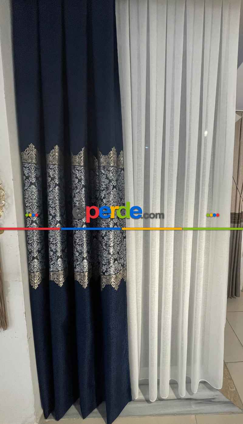 Salon - Keten Zemin Dökümlü Ağır Gramajlı Tül Perde