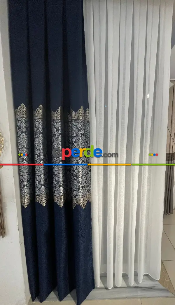 Keten Zemin Dökümlü Ağır Gramajlı Tül Perde
