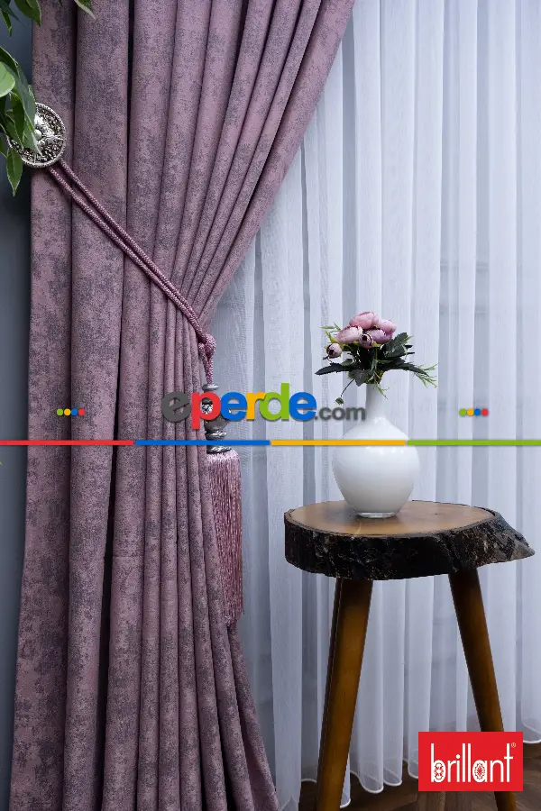 Patinedesenli Brillant Jakar Desen Fon Perde ( Dökümlü Fon )- Pembe Pudra Pembe-gül Kurusu