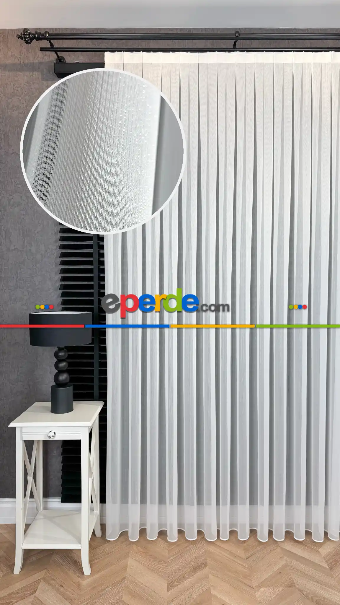 Brillant Ekru Hafif Simli Tül Perde