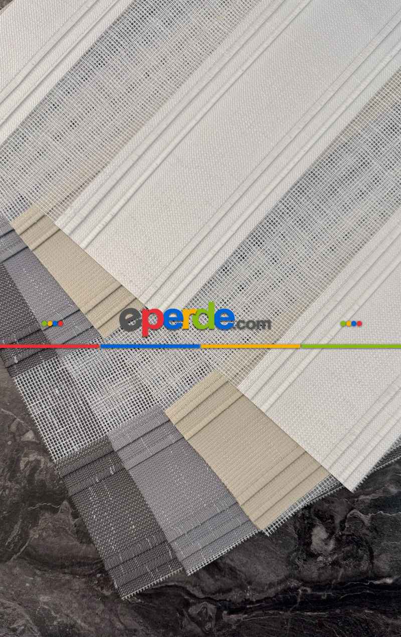 Mutfak Zebra Perde - Keten Zebra Perde Yüksek Kalite Yarım Pliseli- Kornişe Kolay Montaj Ayağı Seçenekli - Standart Metal Kasalı