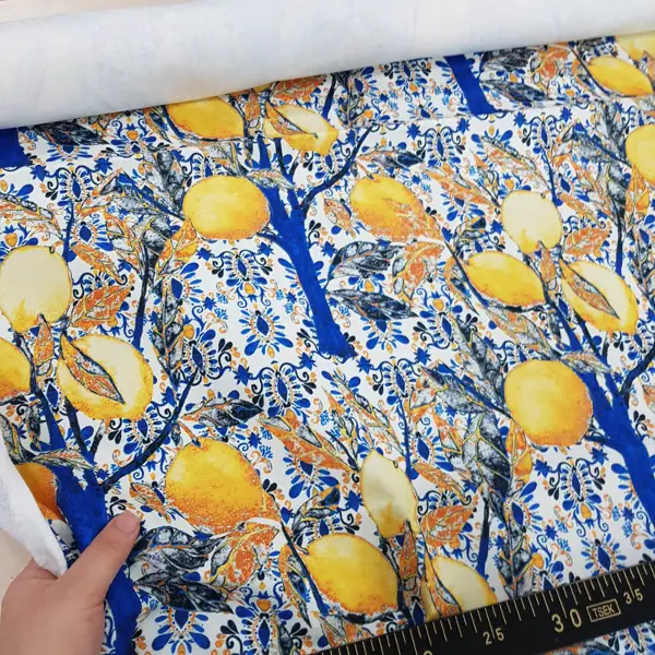 Limon Ağacı Desenli Fon Perde Evm1104 Kumaşı Kalındır Duck Bezi Değildir-  Çok Renkli 2