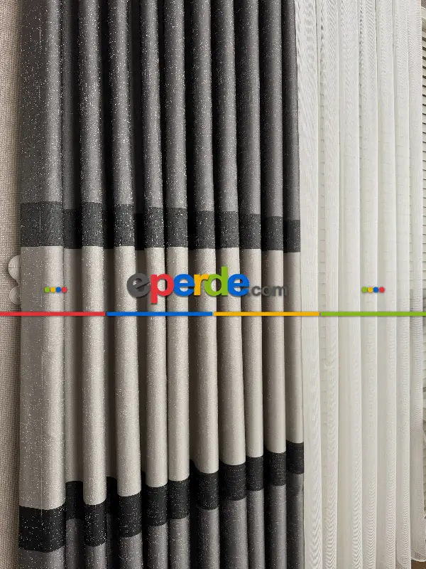 Yatak Odası - Gri Kum Beji Jakar Dokuma Fon Perde, Parlak Zemin