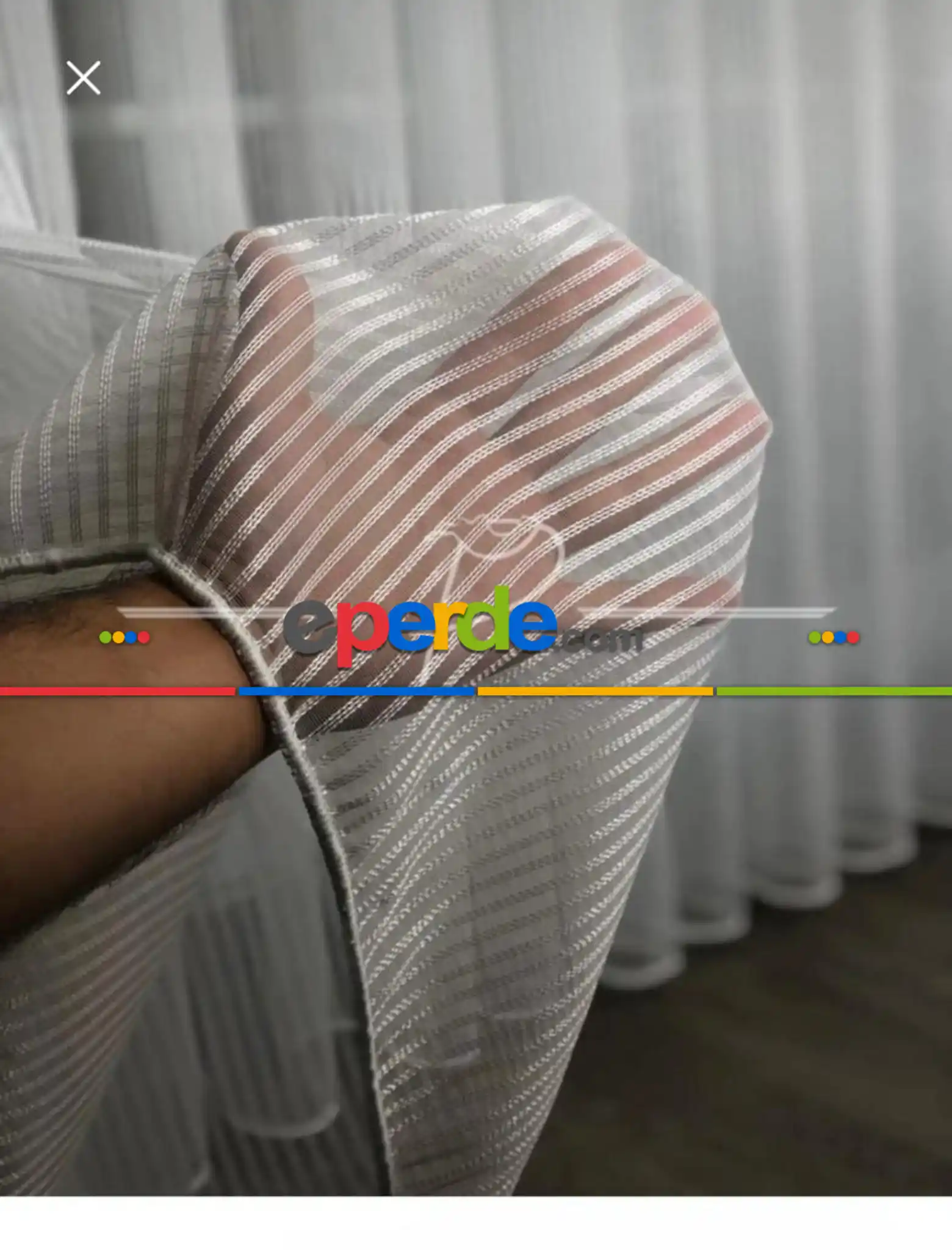 Salon - Brillant Düz Çizgili Ağır Gramajlı Lüx Tül Perde