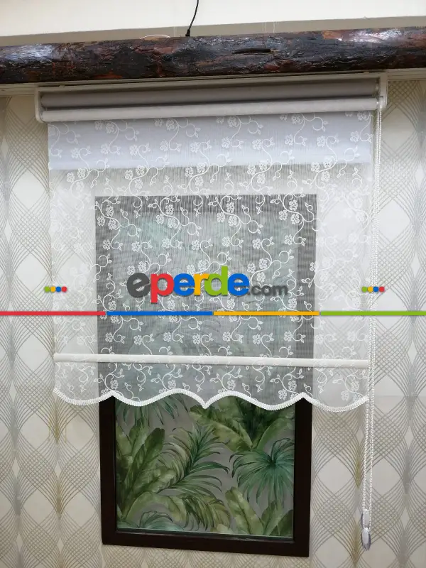 Çifli Sistem Tül Ve Stor Perde Bdz ( 824 )- Beyaz