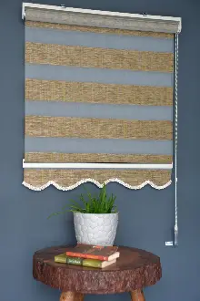 Halim Perdesan Jk-284 Golden Rod & Kahverengi Renk Etekli Veya Eteksiz Zebra Stor Perde