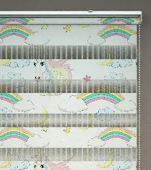 Unicorn Desenli Baskılı Zebra Perde- Çok Renkli