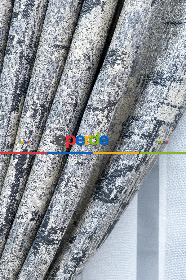 Patinedesenli Valencia Jakar Dokuma Fon Perde- Bej-füme