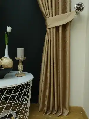 Salon Perdesi - Bej Desenli Jakar Fon Perde (geniş En:280 Kumaş)- Bej