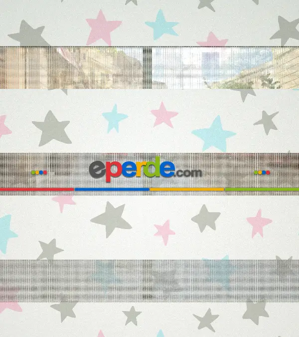 Yıldız Desenli Baskılı Zebra Perde- Çok Renkli