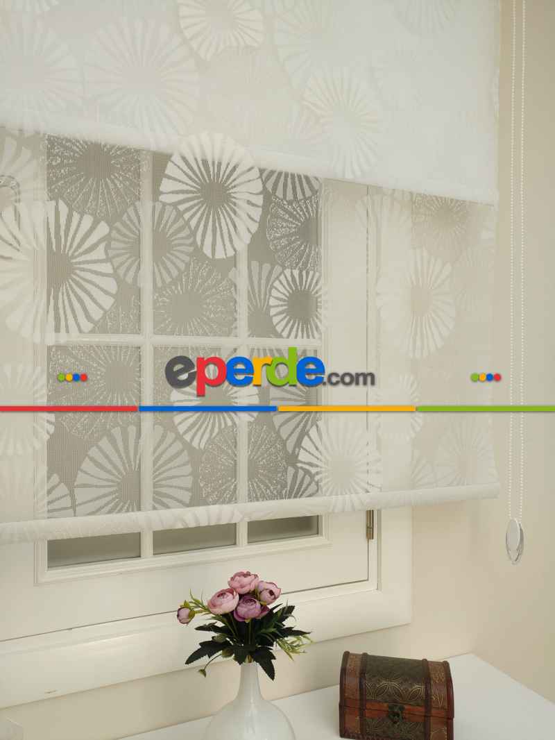 Yatak Odası - Jakar Örme Tül- Ekru Çiftli Sistem Dantel Desenli Perde- Ekru