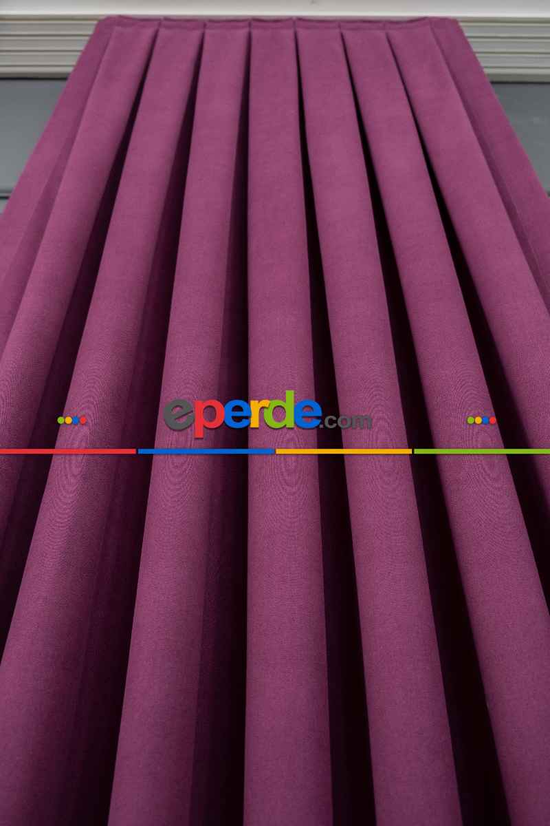 Salon - Vişne Rengi Düz Fon Perde Dökümlü En 