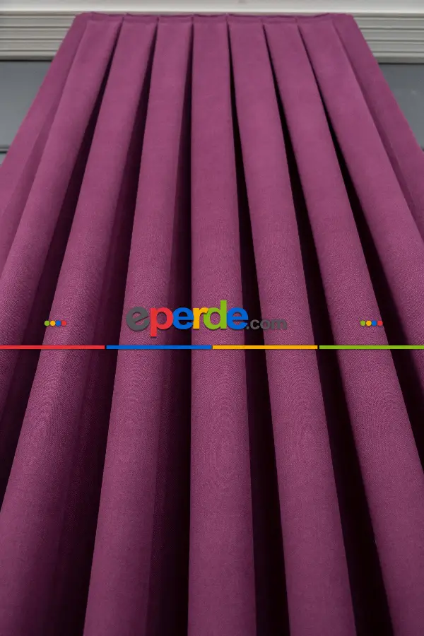 Salon - Vişne Rengi Düz Fon Perde Dökümlü En 