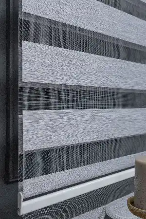 Yatak Odası - Yüksek Kaliteli Düz Bambu Gri Zebra Perde Gri