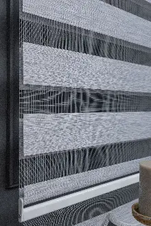 Genç Odası - Yüksek Kaliteli Düz Bambu Gri Zebra Perde Gri