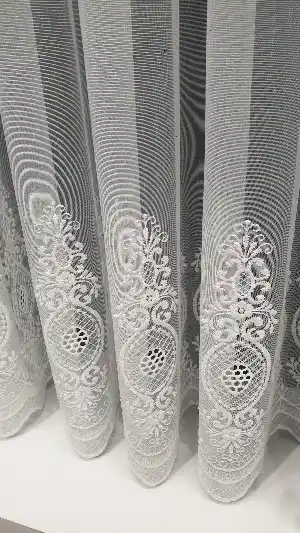 Salon Tül - Taç Damask Trend Zemin Sıra İşlemli Ütü İstemez Kırışmaz Salon Tül