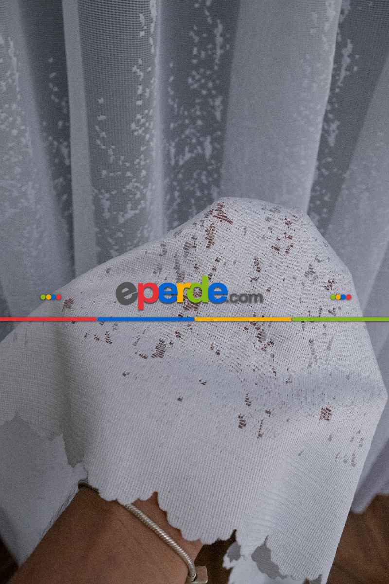 Oturma Odası - Modern Desenli Beyaz Renkli Örme Tül Perde Yüksek Kalite