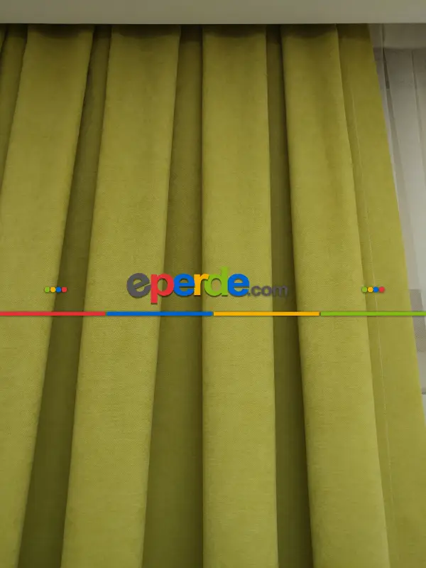 Fıstık Yeşil Düz Fon Perde 180cm En- Fıstık Yeşili