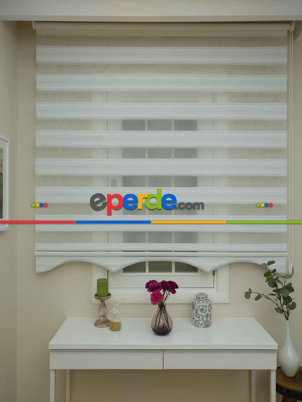 Salon Zebra Perde - Zebra Perde - Micro Pilise - Simli Geçişli Zebra Perde- Gümüş Simli