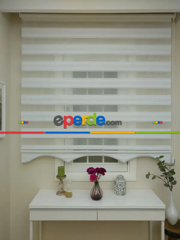 Salon Zebra Perde - Zebra Perde - Micro Pilise - Simli Geçişli Zebra Perde- Gümüş Simli