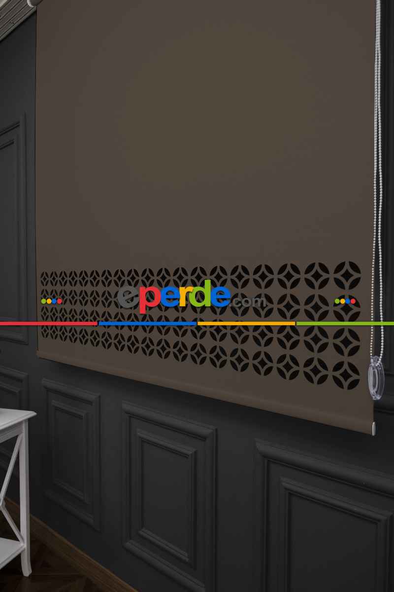 Kahverengi Lazer Kesim Mat Stor Perde (ister Düz - İster Lazer Kesimli Satın Alın)