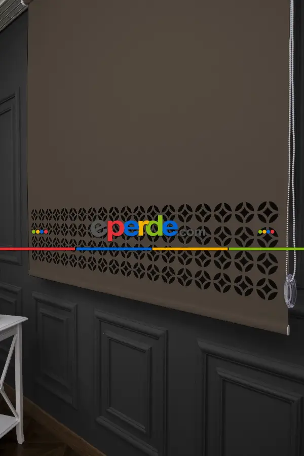 Salon Stor - Kahverengi Lazer Kesim Mat Stor Perde (ister Düz - İster Lazer Kesimli Satın Alın)