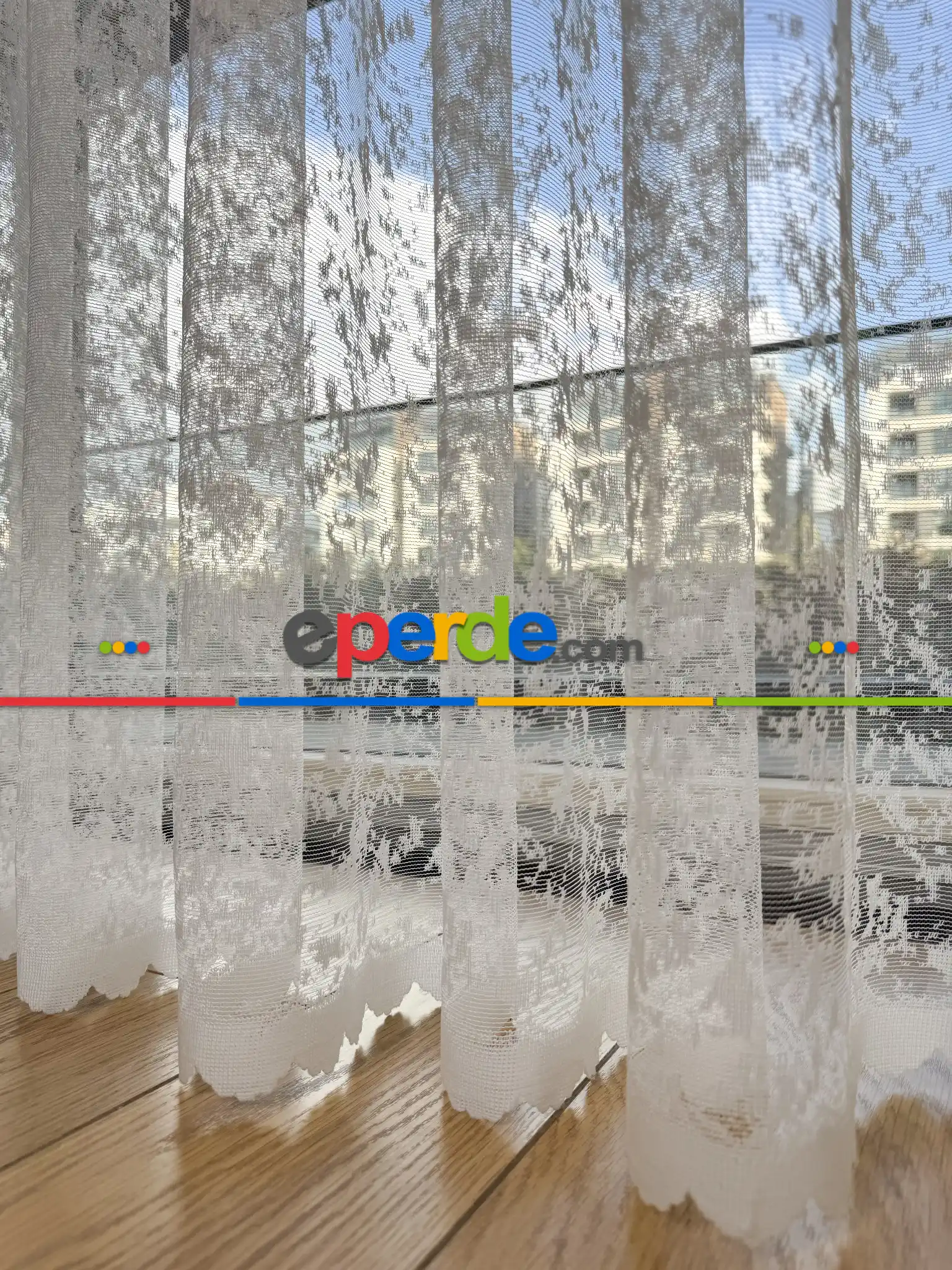 Salon - Fransız Dantel Örme Tül Perde, Desenli Ütü İstemeyen Tül