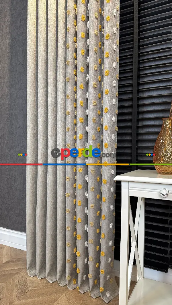 Ponponlu Jakar Dokuma Fon Perde 70cm X 1cm 