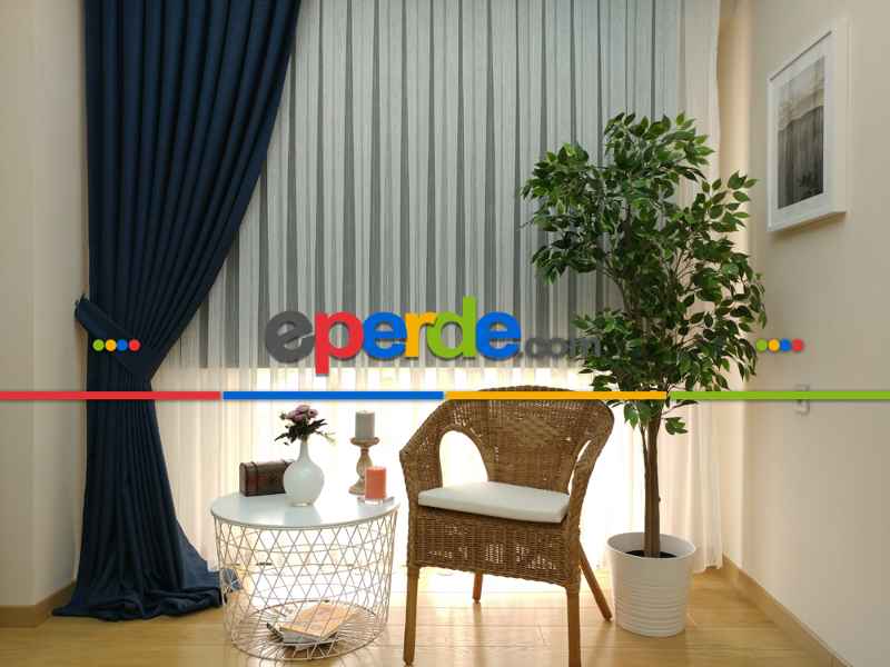 Koyu Petrol Mavi - Düz Keten Fon Perde ( Keten Fon Perde)- Mavi Koyu