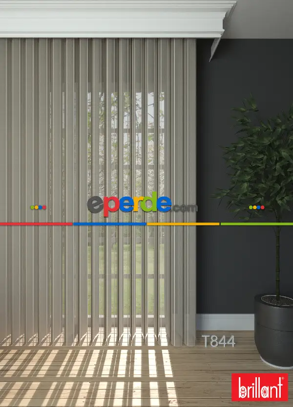 Brillant Akıllı Tül Perde Açık Kahverengimsi Gri Renkli Tül Dikey Zebra Perde Düz 1. Kalite