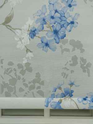 Fantazi Stor Perde Özel Yakma Serisi- Mavi-ekru