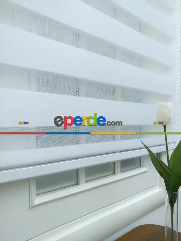 Zebra Perde-tual Beyaz Renk Düz Zebra Perde- Beyaz