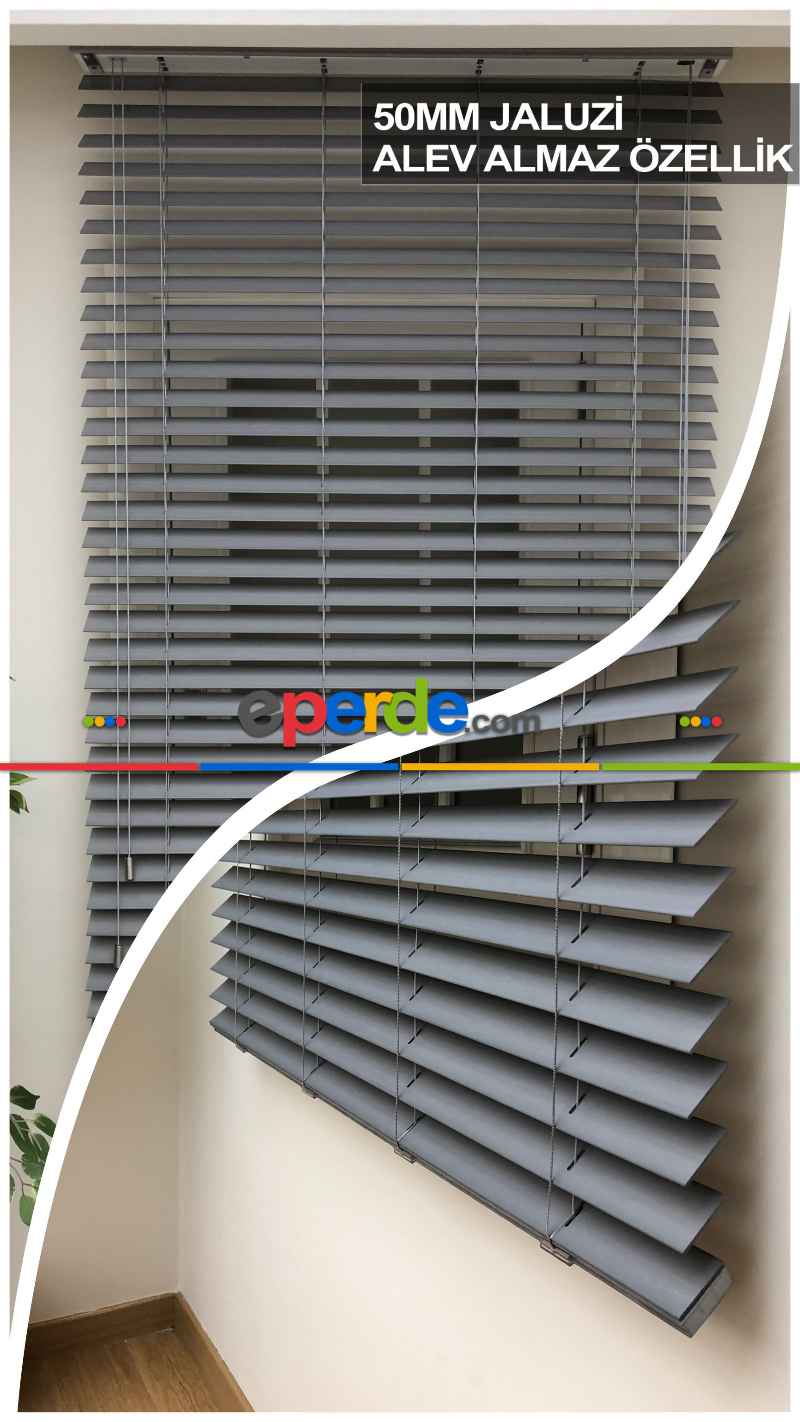 Mutfak Ahşap Jaluzi Perde- Gri Açık