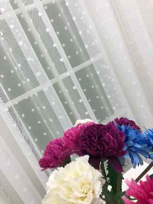 Puantiyeli Spor Desenli Tül Perde- Ekru - Kurşunlu Tül