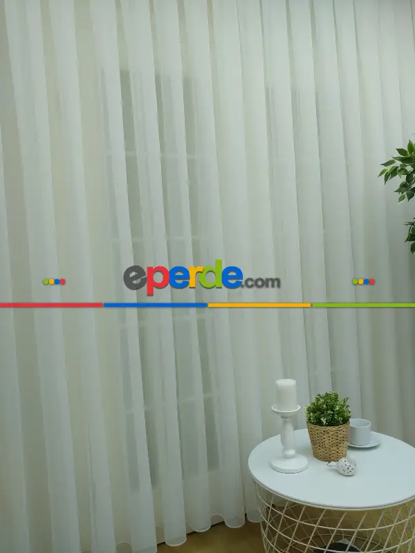 Ekru Kreep Düz Tül Perde