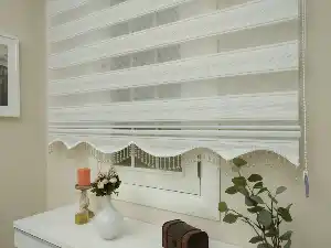 Zebra Perde - Micro Pilise - Simli Renk Geçişli Zebra Perde- Altın Simli-ekru