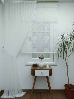 Düz Tül Fon Perde- Ekru