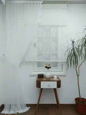 Düz Tül Fon Perde- Ekru