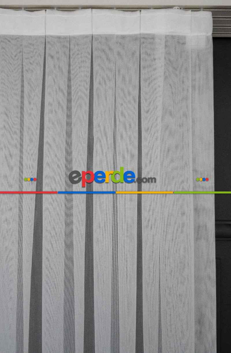 Genç Odası - Hafif Düz Keten Tül Çok Dökümlüdür - İtinalı Dikiş - Kanun Pile - Kurşunlu Tül