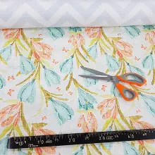 Mutfak Perdesi Kanat Fon Perde Çiçek Desenli- Beyaz