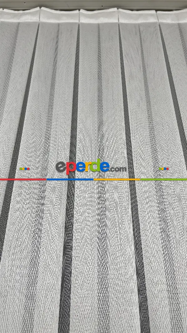 Salon - Premium Kalite Trend Perde Modelleri 2025 -çavuş Desen Enine Kumaş Bantlı Dokuma Tül Perde 04