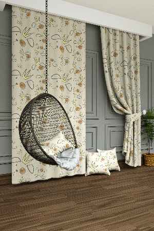 Bebek Odası - Taç Desen Baskılı Fon Perde