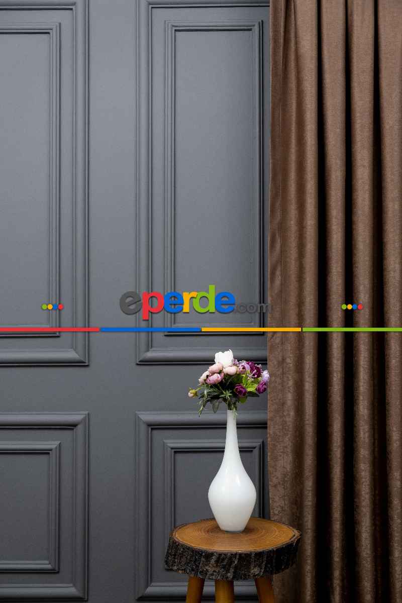 Salon - Soft Sütlü Kahve Fon Perde Dökümlü En - Sütlü Kahve