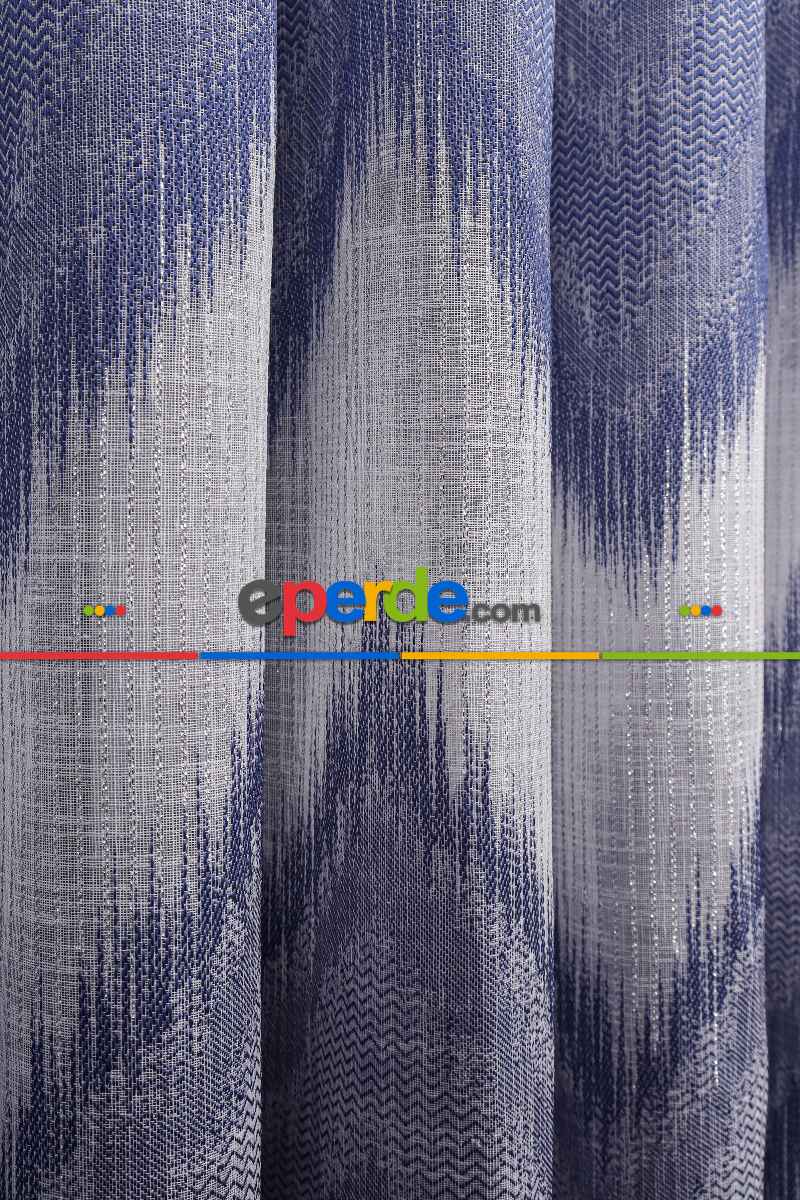 Salon Tül Modelleri - Simli Zik Zak Desenli Keten Tül Perde