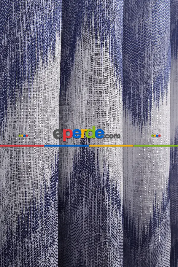 Salon Tül Modelleri - Simli Zik Zak Desenli Keten Tül Perde