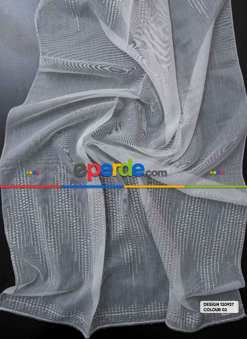 Salon Tül - Etek Ve Ara Desenli Modern Tül Perde