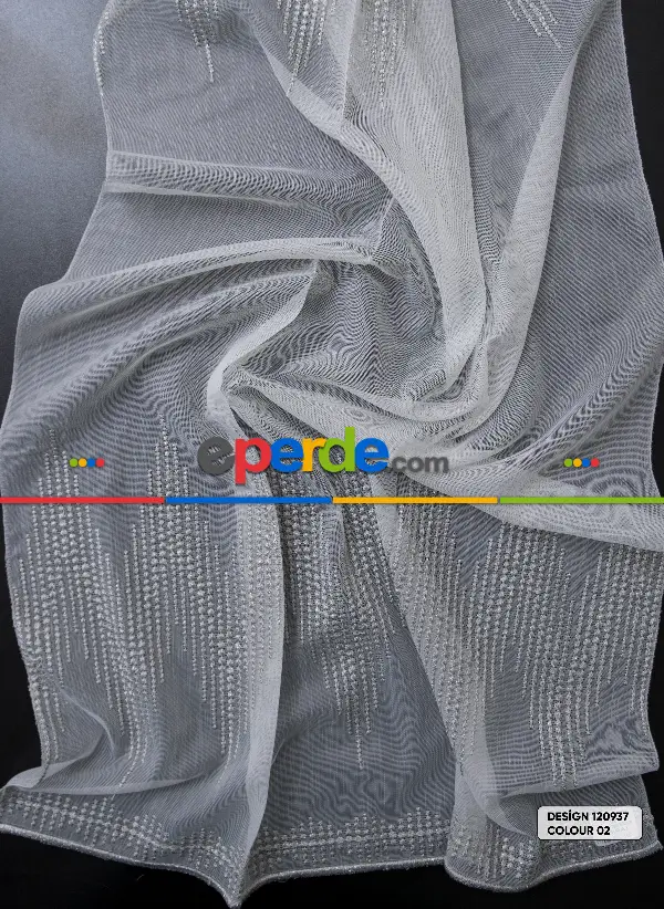 Salon Tül - Etek Ve Ara Desenli Modern Tül Perde